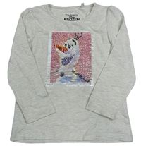 Světlebéžové melírované triko s překlápěcími flitry s Frozen C&A