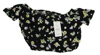 Černá crop halenka s květy New Look