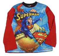 Modro-červeno-černé pyžamové triko se Supermanem 