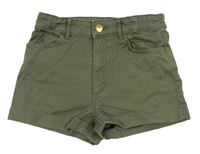 Khaki riflové kraťasy H&M