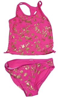Fuchsiovo-zlaté skvrnité tankini 