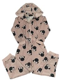 Pudrová plyšová kombinéza s Minnie a kapucí Disney
