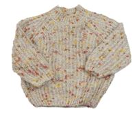 Světlešedo-barevný melírovaný žebrovaný oversize svetr zn. mayoral