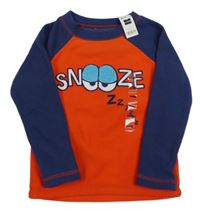 Nové - červeno-tmavomodrá fleecová pyžamová mikina s nápisem a očima St. Bernard