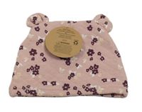 Nové - starorůžová prošívaná čepice s kytičkami a oušky dream gro