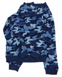 Modro-tmavomodré army plyšové pyžamo F&F