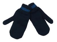 Nové - tmavomodré pletené palcové rukavice s modrým pruhem Disney