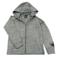 Šedá melírovaná funkční sportovní propínací mikina s logem a kapucí Nike