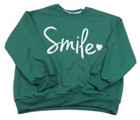 Tmavozelená mikina s nápisem a srdíčkem 