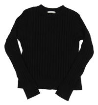 Černý žebrovaný úpletový crop svetr ZARA