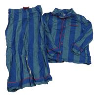 Tmavomodro-olivové pruhované melírované pyžamo M&S