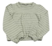 Světlekhaki-khakišedé pruhované mačkané mikinotriko YIGGA