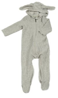 Světlešedá melírovaná žebrovaná sametová kombinéza s kapucí s oušky RIVER ISLAND