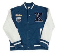 Tmavopetrolejovo-bílá baseballová mikina s písmenkem C&A