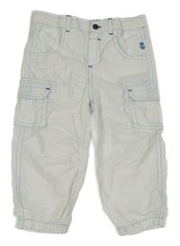Bílo-modré cargo cuff plátěné kalhoty