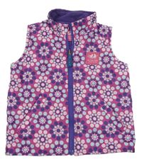 Tmavorůžová vzorovaná prošívaná šusťáková zateplená oboustranná vesta Jojo Maman Bébé