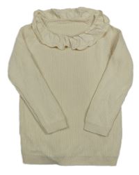 Smetanový žebrovaný svetr s límečkem George