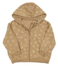 Světlehnědo/béžová vzorovaná propínací oversize mikina s kapucí George