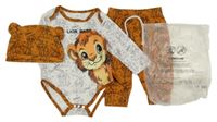 Nové - 3Set - Bílo/cihlové body se lvíčky + cihlové tepláky a čepice s oušky