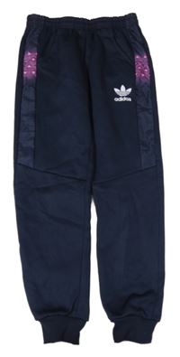 Tmavomodré thermo tepláky se srdíčky Adidas
