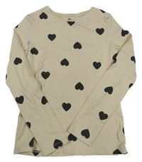 Smetanové triko se srdíčky H&M