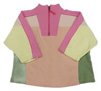 Pudrovo-khaki-citronovo-růžová oversize mikina Next
