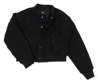 Černý flaušový zateplený crop bomber New Look