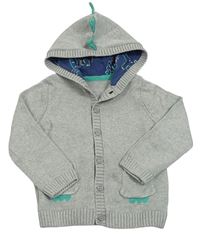 Šedý melírovaný propínací svetr s kapucí s ostny Mothercare