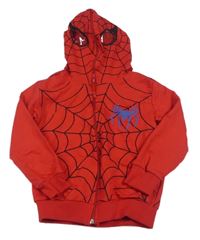 Červená propínací mikina s pavučinou a kapucí - Spiderman