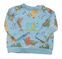 Modrá melírovaná mikina se psy zn. F&F