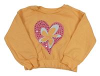 Oranžová crop mikina se srdcem s flitry Matalan