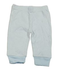 Bílo-světlemodré pruhované lehké tepláky