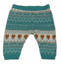 Zeleno-šedé vzorované pletené tepláky s liškami Next