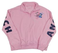 Růžová mikina se Stitchem a Angel Primark