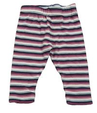 Vínovo-černo-šedé pruhované žebrované legíny Alana