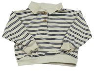 Béžovo-černá pruhovaná polo mikina Kiabi