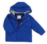 Modrá šusťáková zateplená bunda se stromky a kapucí C&A