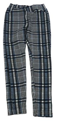 Černo-tmavomdro-bílé kostkované legíny Shein