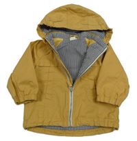 Okrová plátěná jarní bunda s kapucí H&M