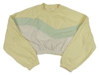 Žluto-bílo-zelenkavá crop mikina H&M