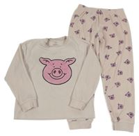 Světlerůžové plyšové pyžamo s prasaty M&S