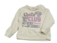 Krémová mikina s nápisem a slonem Orsolino