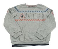 Šedá melírovaná mikina s nápisem a hasiči S. Oliver