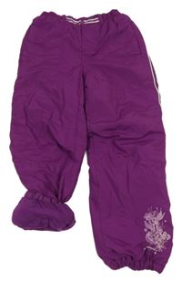 Fialové šusťákové zateplené kalhoty s potiskem X-Mail