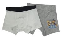 2x boxerky - šedé melírované s Paw Patrol + bílé
