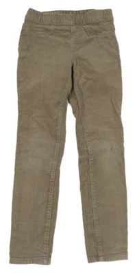 Hnědé manšestrové elastické kalhoty H&M