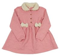 Růžové vzorované šaty s kožešinou Shein