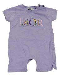 Lila bavlněný kraťasový overal s nápisem s květy Dior