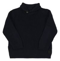 Tmavomodrý svetr s límečkem Zara