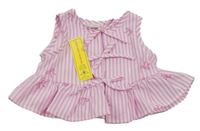 Nové - Růžovo-bílá pruhovaná halenka s mašlemi Shein